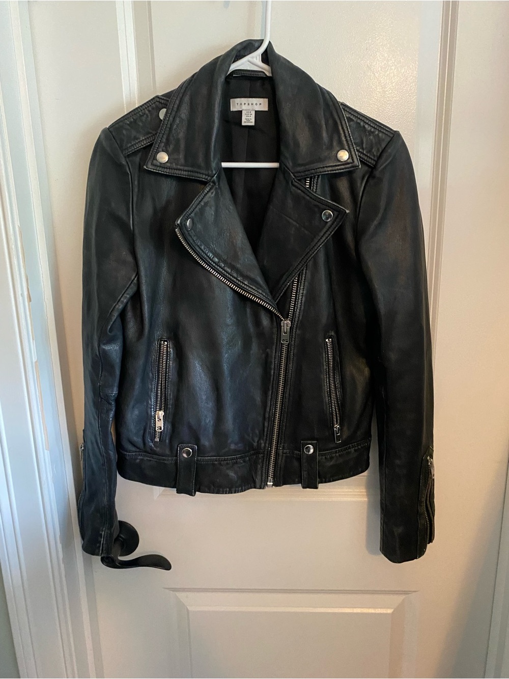 Topshop Black Leather Moto Jacket